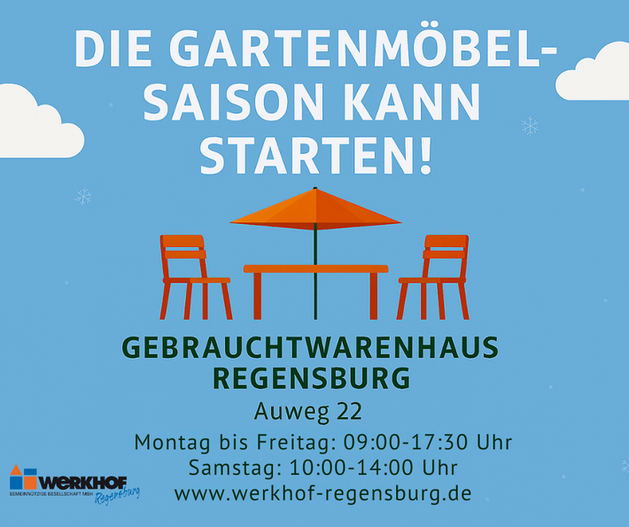 Grafische Anzeige für die Aktion Gartenmöbelsaison eröffnet